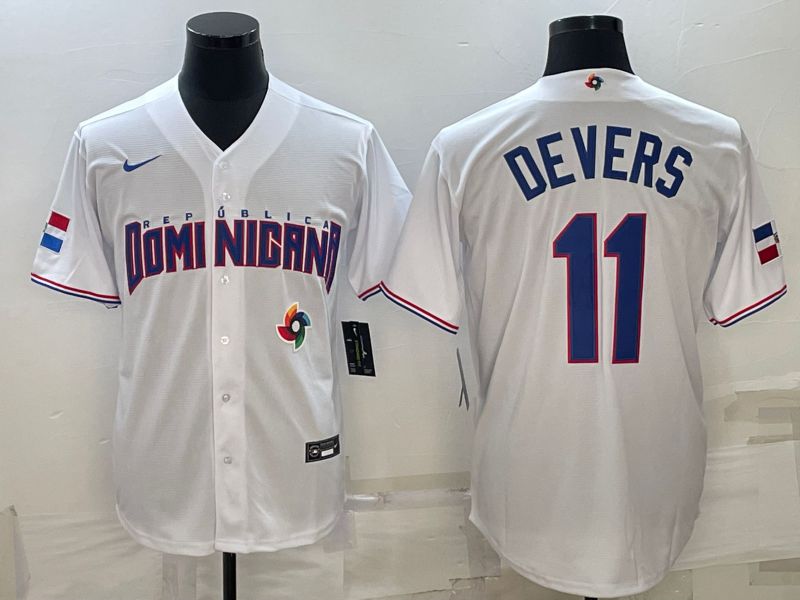 Men 2023 World Cub #11 Devers White Nike MLB Jersey7->more jerseys->MLB Jersey